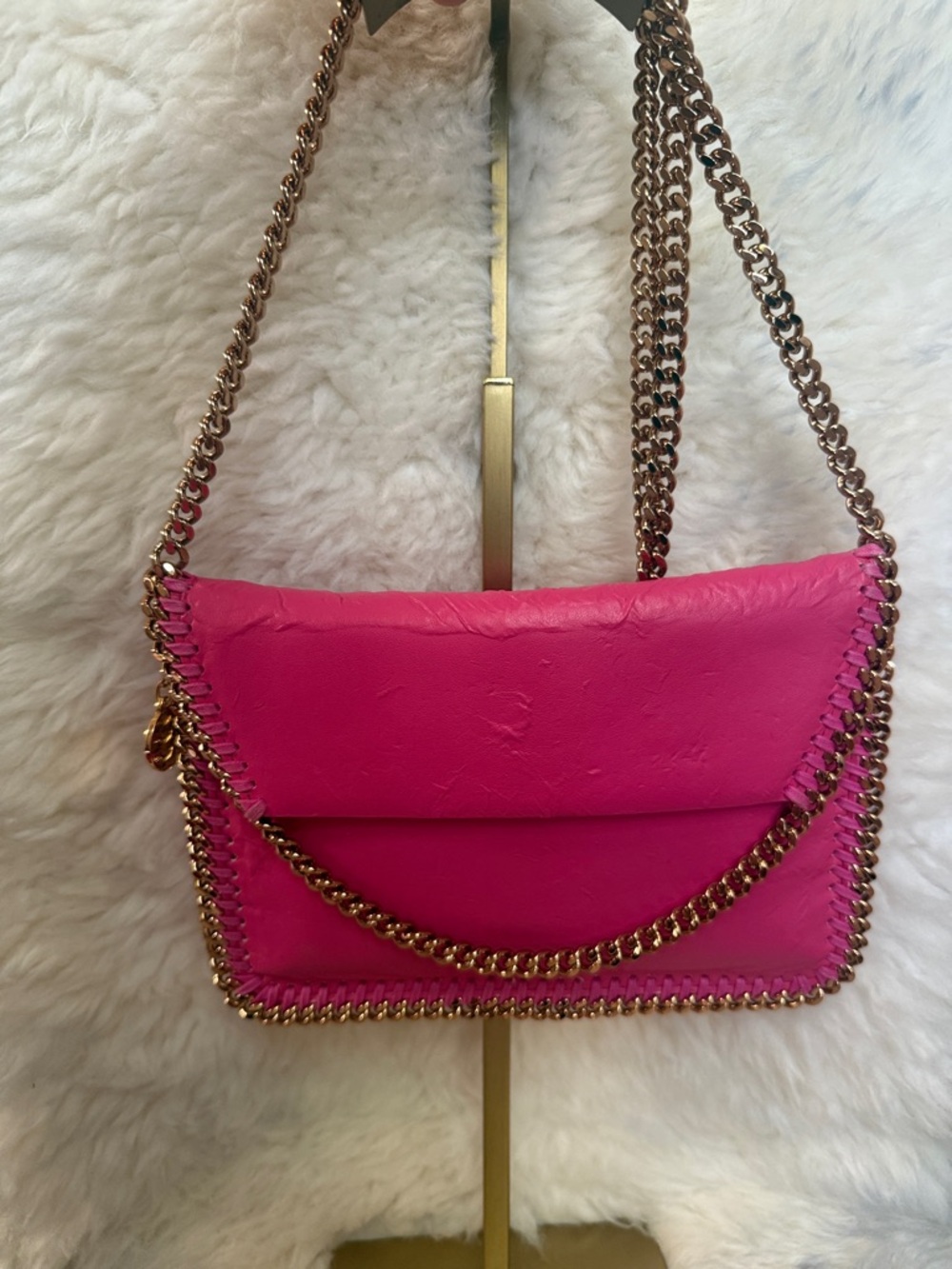 Stella McCartney Hot Pink Chain-Trim Crossbody Bag